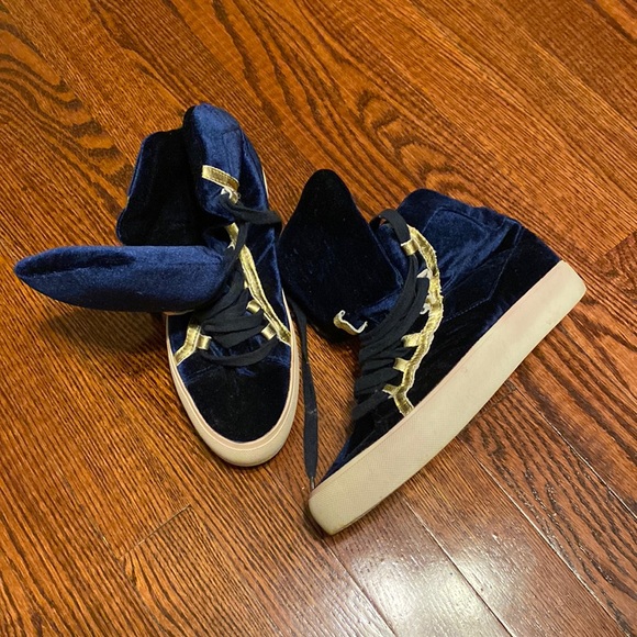 Alexander Mcqueen Blue Velvet Hightop 